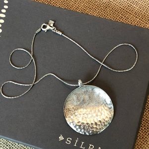 Silpada Sterling Necklace Lg Hammered Disc Pendant